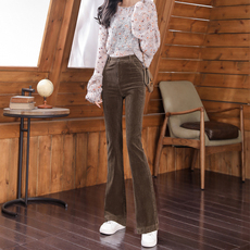 Платье для береемнных 加绒灯芯绒喇叭裤女高腰2023春秋新款显瘦条绒裤垂感女士微喇长裤