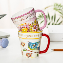 Love Uk Green Ceramic Mark Cup Lovers Creative Flower Pot Cup Office Water Cup Coffee Cup Home Breakfast Cup