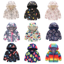 Kids Girls Jacket Spring and Autumn Flower Cartoon