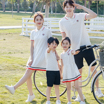 South Korea parent-child outfit a family of three four foreign style 2021 summer new tide net red mother and daughter short sleeve T-shirt high-end