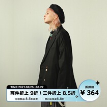  UNVESNO retro black color buckle casual couple national tide brand popular loose off-the-shoulder casual blazer