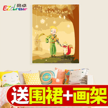 diy digital oil painting Hand coloring animation Cartoon landscape gift decorative painting Little Prince Fox wheat field