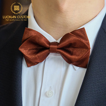 Bow tie male original dress groom wedding dress British rust retro dark brown bow Korean solid color