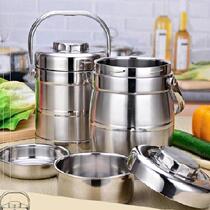 Braised porridge packed drinking bucket stainless steel bowl round stainless steel vacuum insulation pot round bucket rice pot breakfast grid