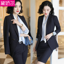 Stripe suit suit suit women 2021 autumn and winter New socialite business hotel job interview dress suit overalls