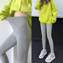 Grey woman outside wearing pure cotton high waist spring and summer thin section 80% pants tight black sport yoga underpants little sub