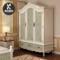 Mediterranean furniture European-style wardrobe sub-wardrobe American wardrobe custom assembled solid wood bedroom simple modern 3 doors