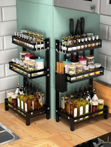 Stainless steel kitchen rack black seasoning storage chopping board rack household kitchenware storage tool holder