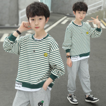 Boy sweatshirt autumn winter clothing 2021 new children warm and integrated suede boy semi-high collars thickened and thickened undershirt