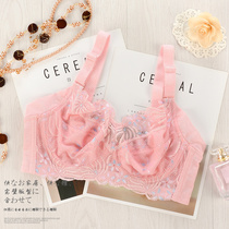 Thin Lady Bra Large Size Underwear Poly-Adjusted Type Closeted Breast full Cup Perspective Monolayer Bra Bra 110E