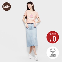 lativ female Baba dad genuine IP cotton print T-shirt spring and summer new short sleeve shirt womens clothing