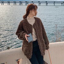 Lamb coat women 2021 autumn and winter New Korean version of temperament cardigan zipper Joker versatile small casual top thick