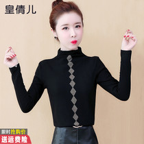 Double sided suede small high collar beating undershirt woman autumn winter 2022 new fashion mill interias lap t-shirt foreign gas plus suede blouse