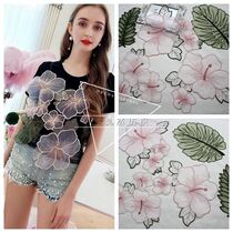 Five-piece set of exquisite large fairy beauty flowers green leaves organza embroidery lace cloth stickers clothing decoration accessories