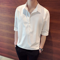 Rich bird summer mid-sleeve shirt mens short sleeve loose Korean casual Half sleeve shirt trend handsome T-shirt