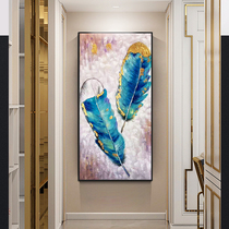 Hand Painted Oil Painting Hyun Guan Decoration Painting Modern Brief Corridor Vertical Version Eurostyle Light Extravagant Painting Feather Abstract Impression Painting