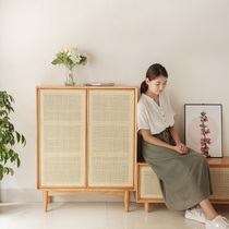 Day-style creative vines Footwear Cabinet Nordic Solid Wood Clothing Hood Cabinet Brief Yoda Garden Folk Juku Wind Storage Containing Cabinet Xuanguan cabinet
