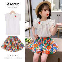 Girl t-shirt suit white short sleeve Korean version loose blouse pure cotton foreign air mid-summer 2022 summer dress