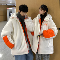 Autumn and winter hooded down jacket men 2021 new warm splicing student couple thick tide brand casual short coat