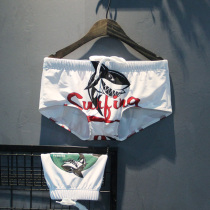 Sexy swimming trunks mens personality shark trend low waist small boxer U-sac scoliosis anti-embarrassment youth hot spring clothing