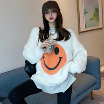 celine pianna sweater woman loose outside wearing a lazy wind white round neckline autumn winter foreign air 100 hitch