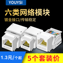 YOUYSI network module cat6 six gigabit network cable port super five 100 megabytes 5e unshielded computer docking socket Telephone voice information module panel Home integrated engineering wiring