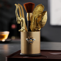 High-end tea ceremony 6 gentleman pure copper tea tools six gentlemen tea knife Tea fork Tea fork tea clip teaspoon tea washing tea set accessories