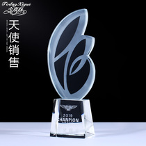 Angel wings crystal glass trophy custom corporate logo custom sales Doctor nurse award souvenir