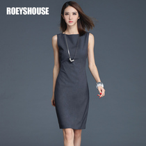 Luo Yi summer dress new intellectual OL slim hip commuter base dress solid color sleeveless skirt 8371