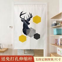 Elk simple Nordic fabric door curtain household non-perforated living room bedroom European curtain curtain kitchen curtain half curtain