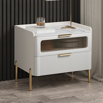 Light Extravagant Bed Head Cabinet Ideostyle Rock Board Bedroom Bedside Cabinet Minima Modern Net Red Nordic Extremely Simple Solid Wood Cortical Cabinet