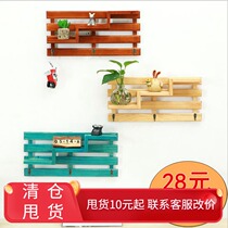 zakka home living room bedroom wall wall-mounted solid wood decorative shelve debris containing finishing frame hook