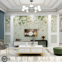 Modern minimalist Chinese wallpaper TV background wall wallpaper film and television Wall flower and bird mural 3d living room bedroom wall cloth