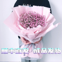 Douyin Pink Star dried flower bouquet Yunnan flowers straight hair Big Small send male and female friends birthday gift