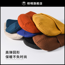 Knitted hat male and female hat autumn winter 100 lap head cap anti-cold and warm cold hat cotton hat winter hair line hat pure color