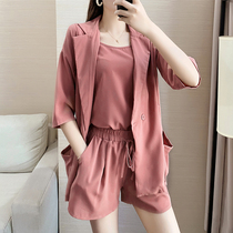 Large size summer dress 2021 new fat MM casual suit womens summer port wind loose thin foreign style age reduction two-piece set