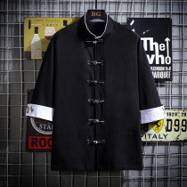 Summer Tang suit shirt mens seven-point sleeve Chinese style Youth pair small coat retro embroidery shirt sleeve top tide