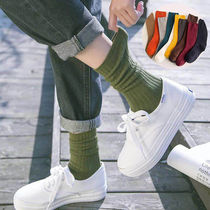 1 3 5 pairs of stacked socks female Korean winter socks children solid color socks autumn and winter Korean version of Harajuku academic style stockings