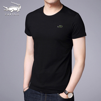 Crocodile Men short sleeve T-shirt solid color round neck summer cotton half sleeve men slim slim trend base shirt shirt thin