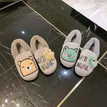 Fan Xiaofan childrens clothing 2019 winter new childrens cartoon plus velvet cotton shoes boys home cotton slippers tide