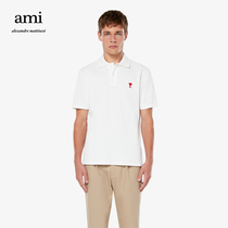 Ami Paris men Ami de Coeur Red love embroidered short sleeve polo shirt