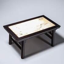  (Ghost Market)Old Tibetan sandalwood inlaid marble tea case H-4877