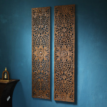 Thai Teak Wood Carved Board Southeast Asia Wind Wall-mounted Wood Carved Wall Decoration Thai Style Clubhouse Decoration Pendant Genguan Wood Sculpture