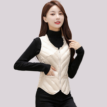  Down vest womens short thin inner wear slim-fitting warm inner liner womens bottoming vest waistcoat spring and autumn and winter