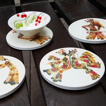 Creative Xian tourist souvenir folk shadow figure round ceramic insulation coaster set of gift for friends
