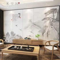 Hard bag TV background Wall new Chinese style light ink landscape fashion simple bedside soft bag mural living room sofa bedroom