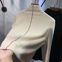 2020 autumn and winter New Interior half high collar long sleeve polished base shirt women double-sided cashmere plus velvet shirt tide tide