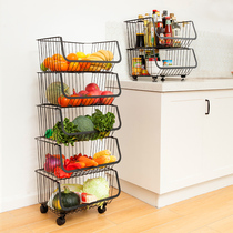 Kitchen shelf floor multi-layer vegetable basket Household Encyclopedia various toys storage rack