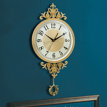 Eurostyle brass light extravagant timepiece creative decoration hanging bell living room home clock hanging wall modern silent swing hanging watch