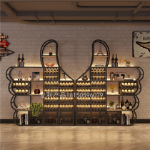 Wrought red wine rack vertical winery wine cabinet floor wine cabinet display rack creative luminous wine storage display cabinet